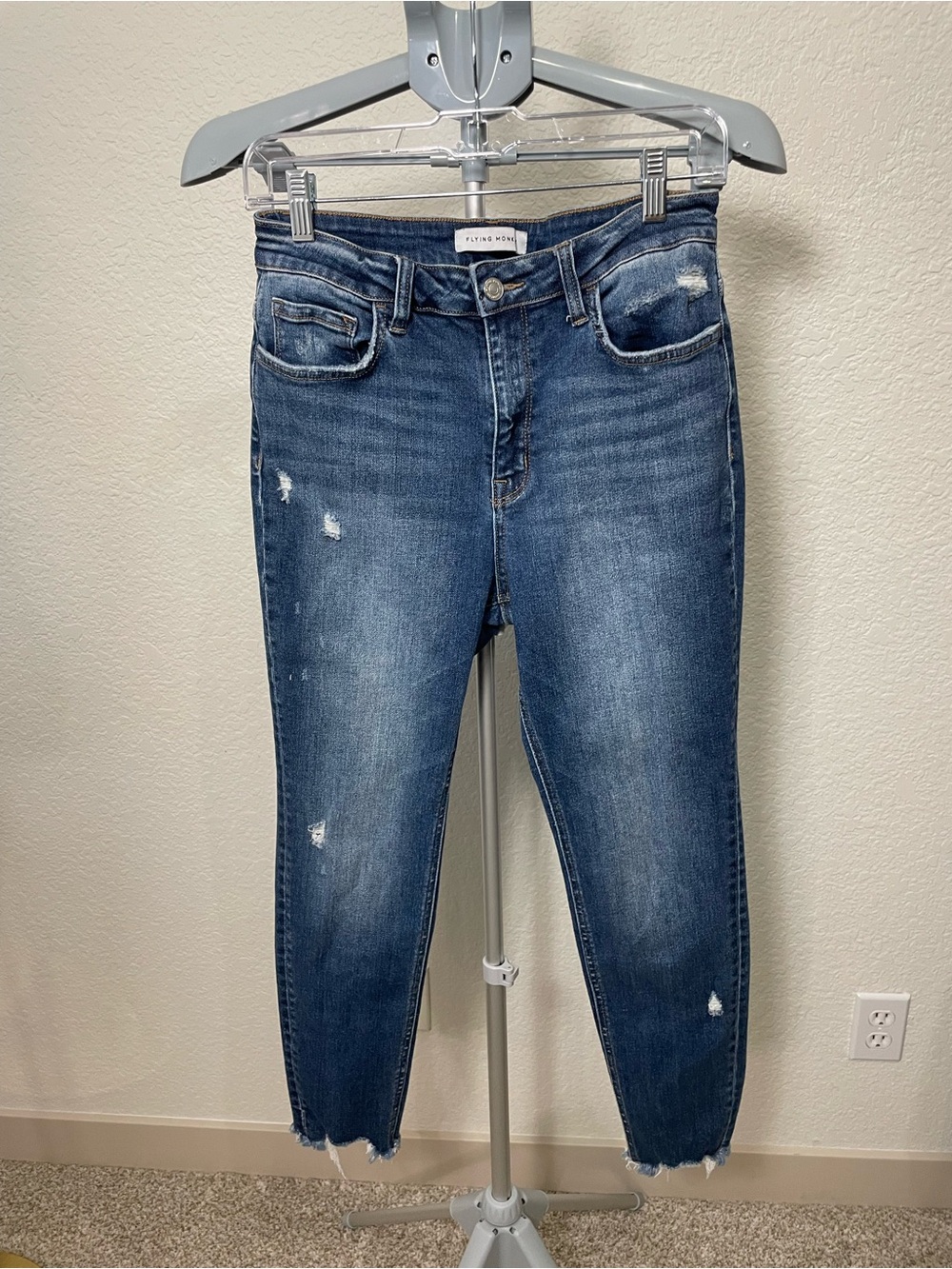 Flying Monkey Distressed Raw Hem Skinny Jeans | Size 29